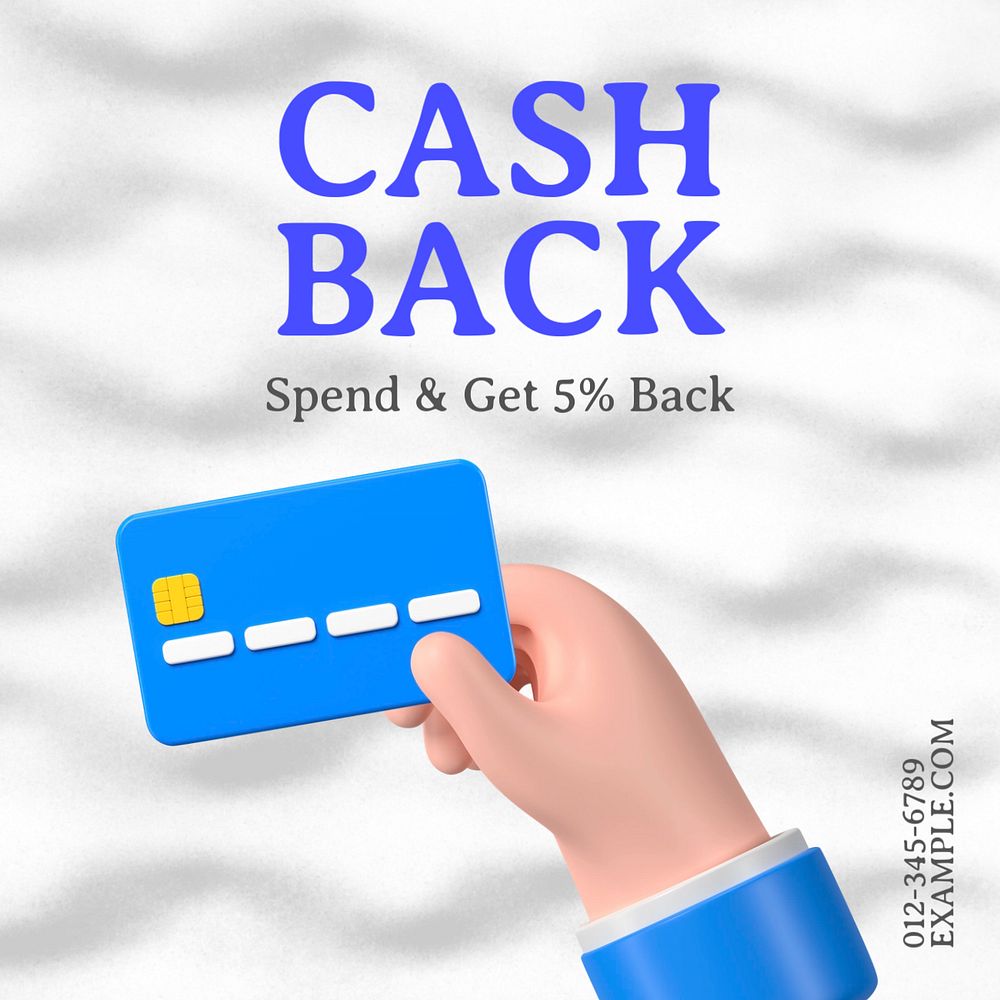 Cash back Instagram post template, editable text