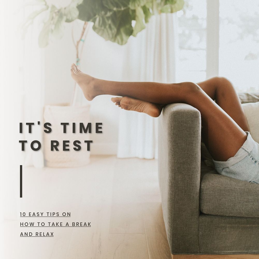 Rest & relax Instagram post template, editable text