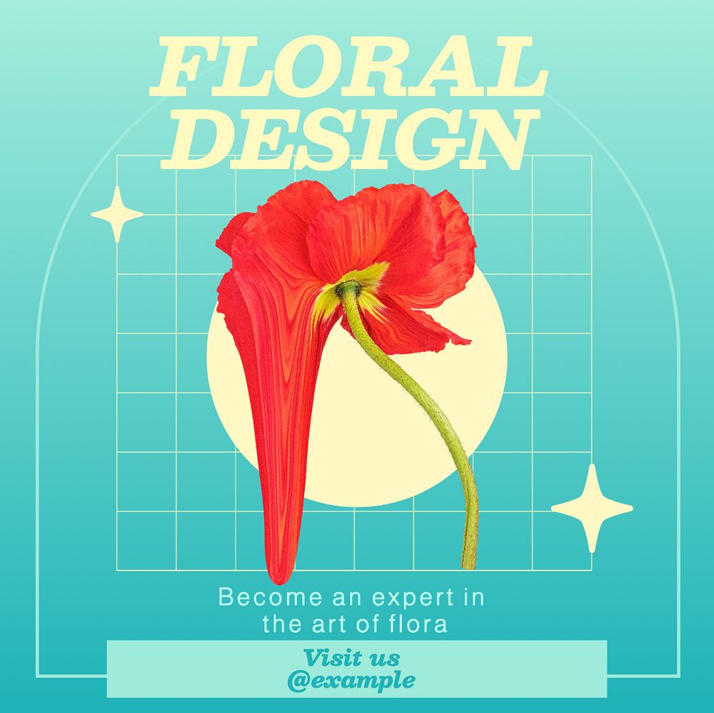 Floral design Instagram post template, editable text