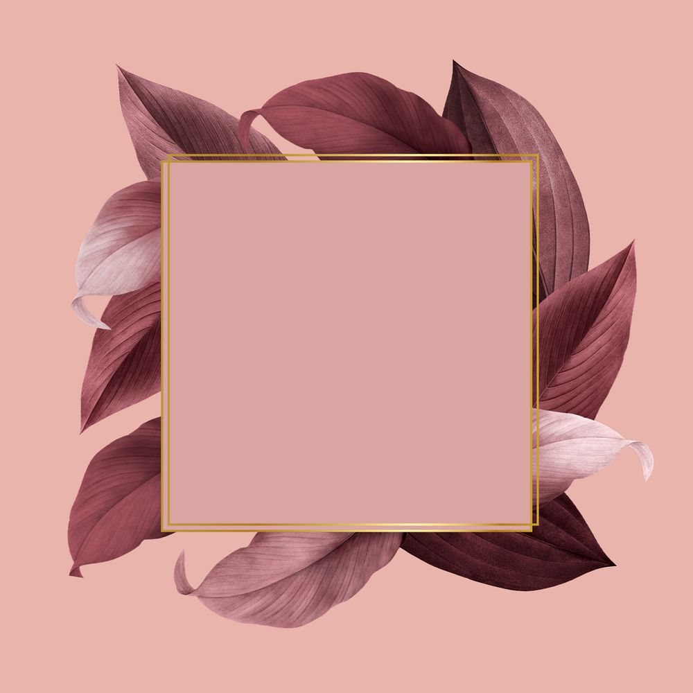 Square gold frame, editable leaf design