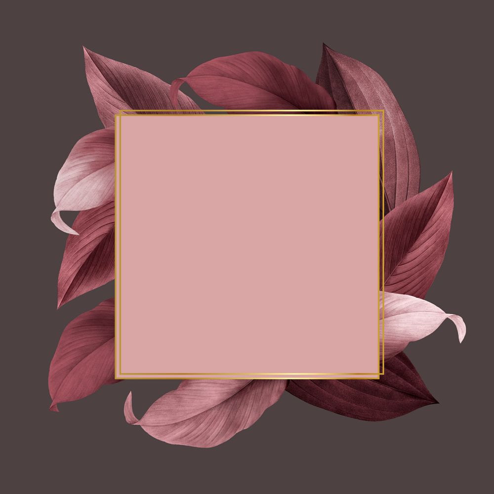 Square gold frame, editable leaf design