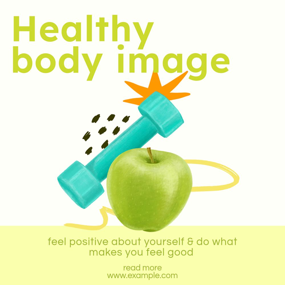 Body image Instagram post template, editable text