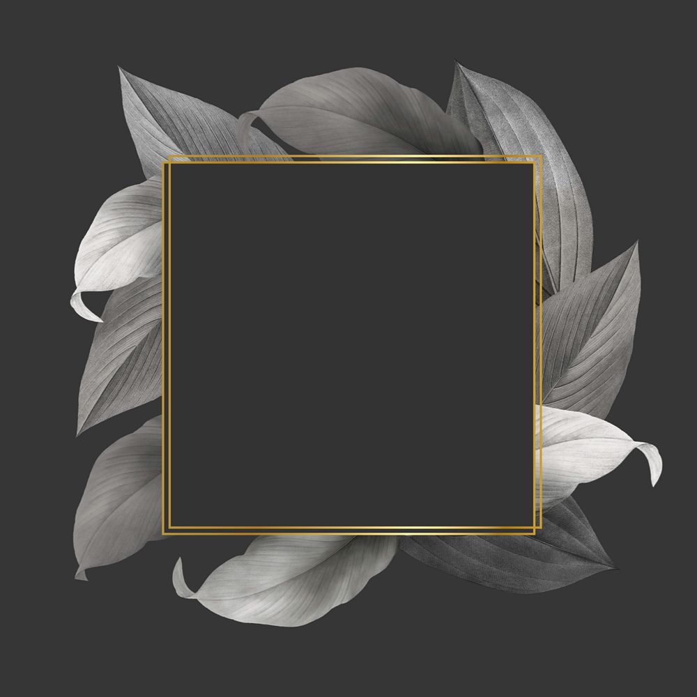 Square gold frame, editable leaf design