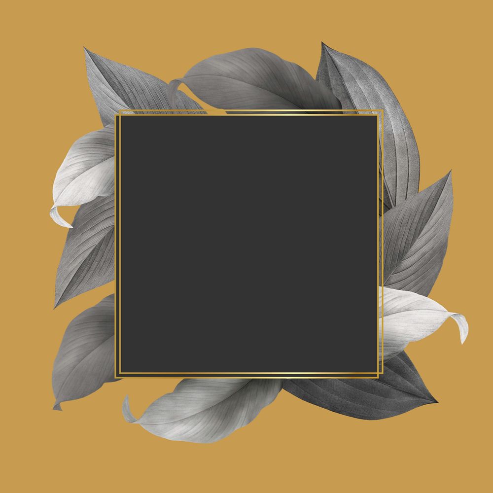 Square gold frame, editable leaf design