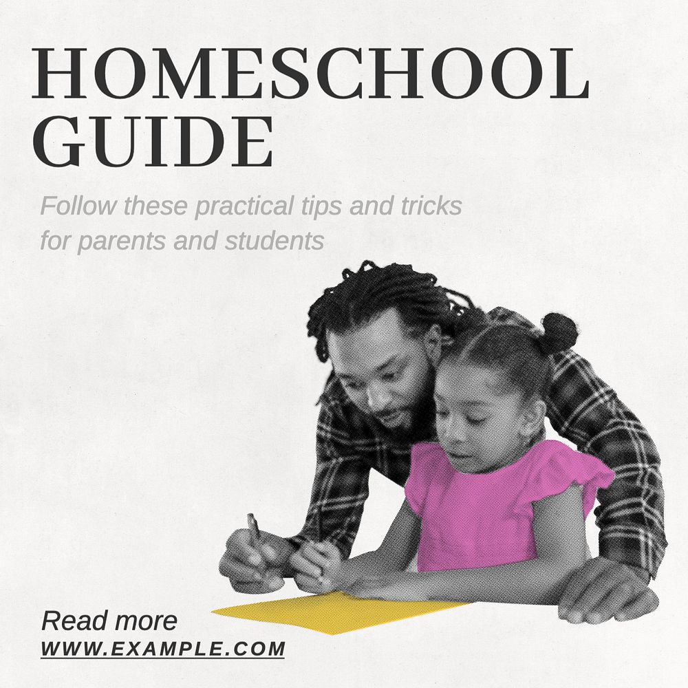 Homeschool guide Instagram post template, editable text