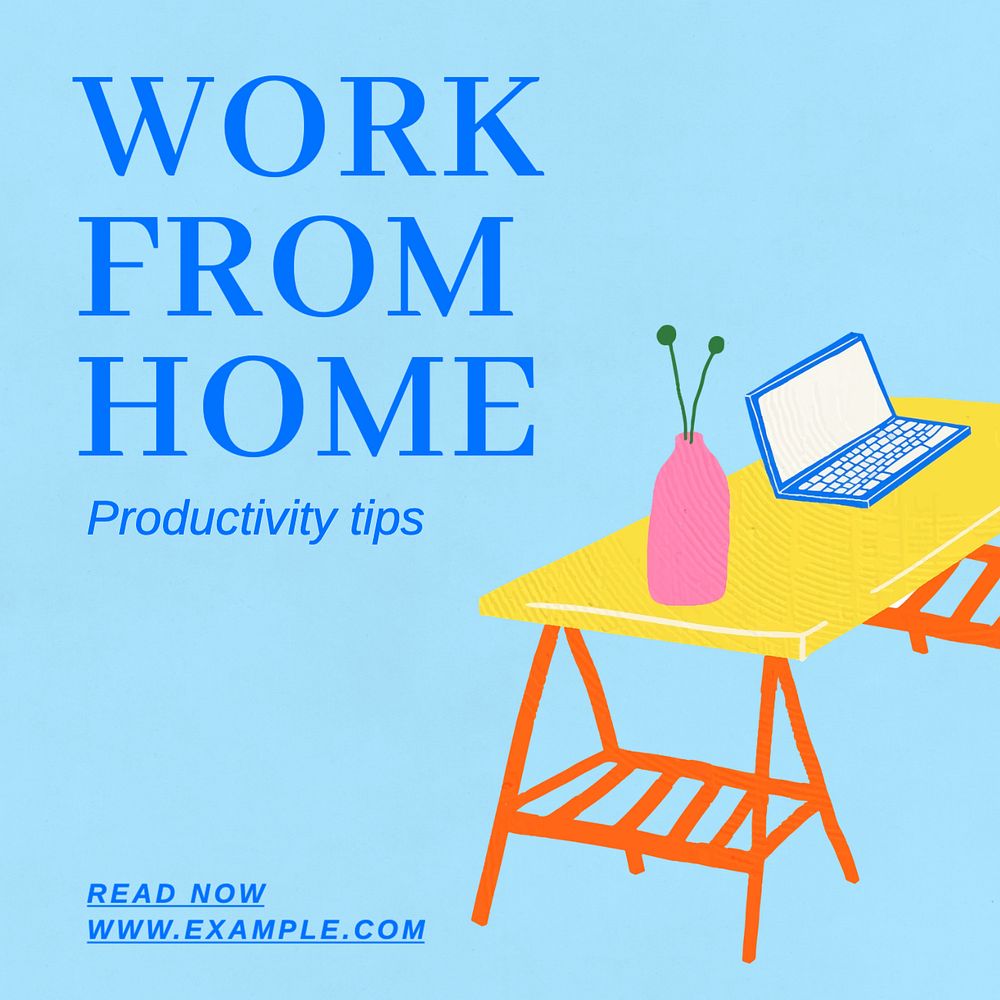 Work from home Instagram post template, editable text