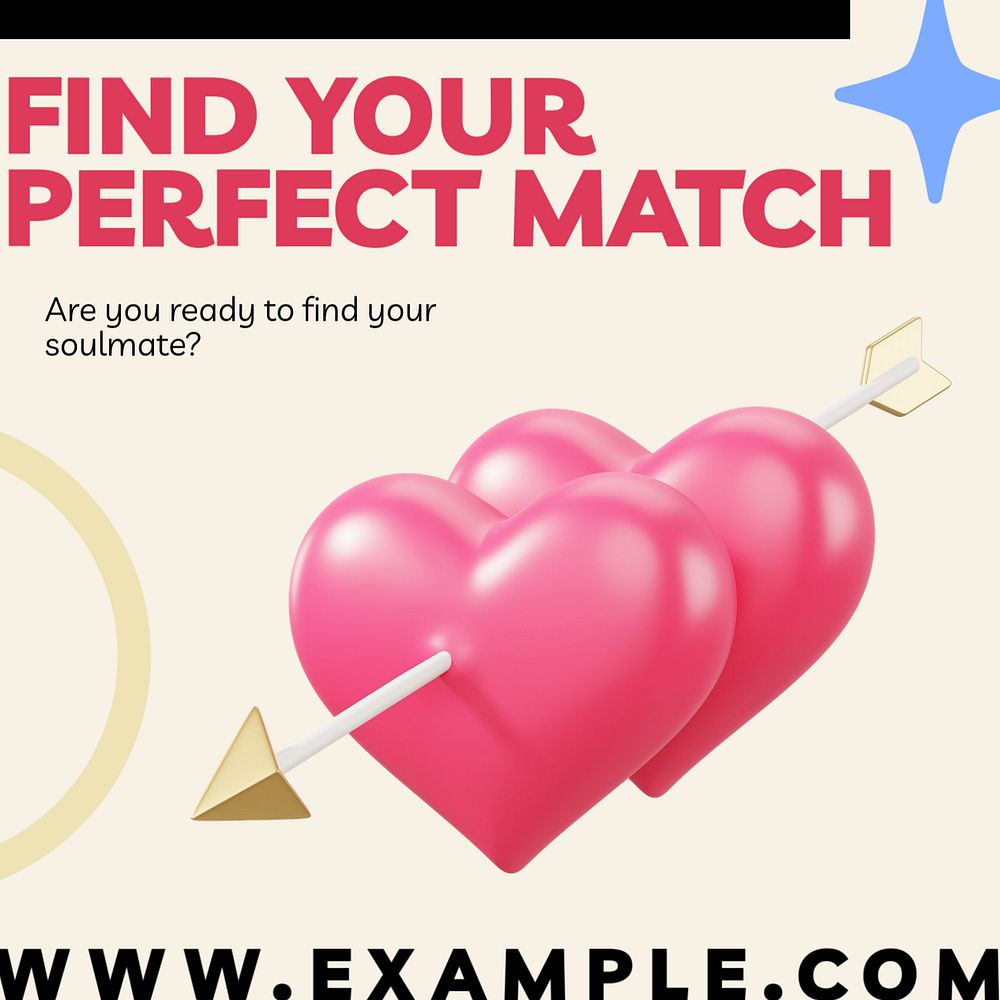 Online dating Instagram post template, editable text