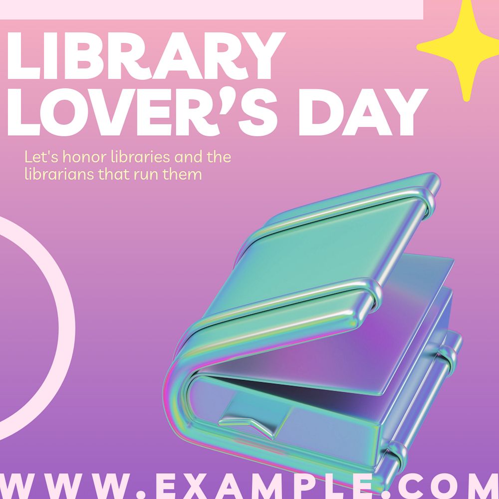 Library lover's day Instagram post template, editable text