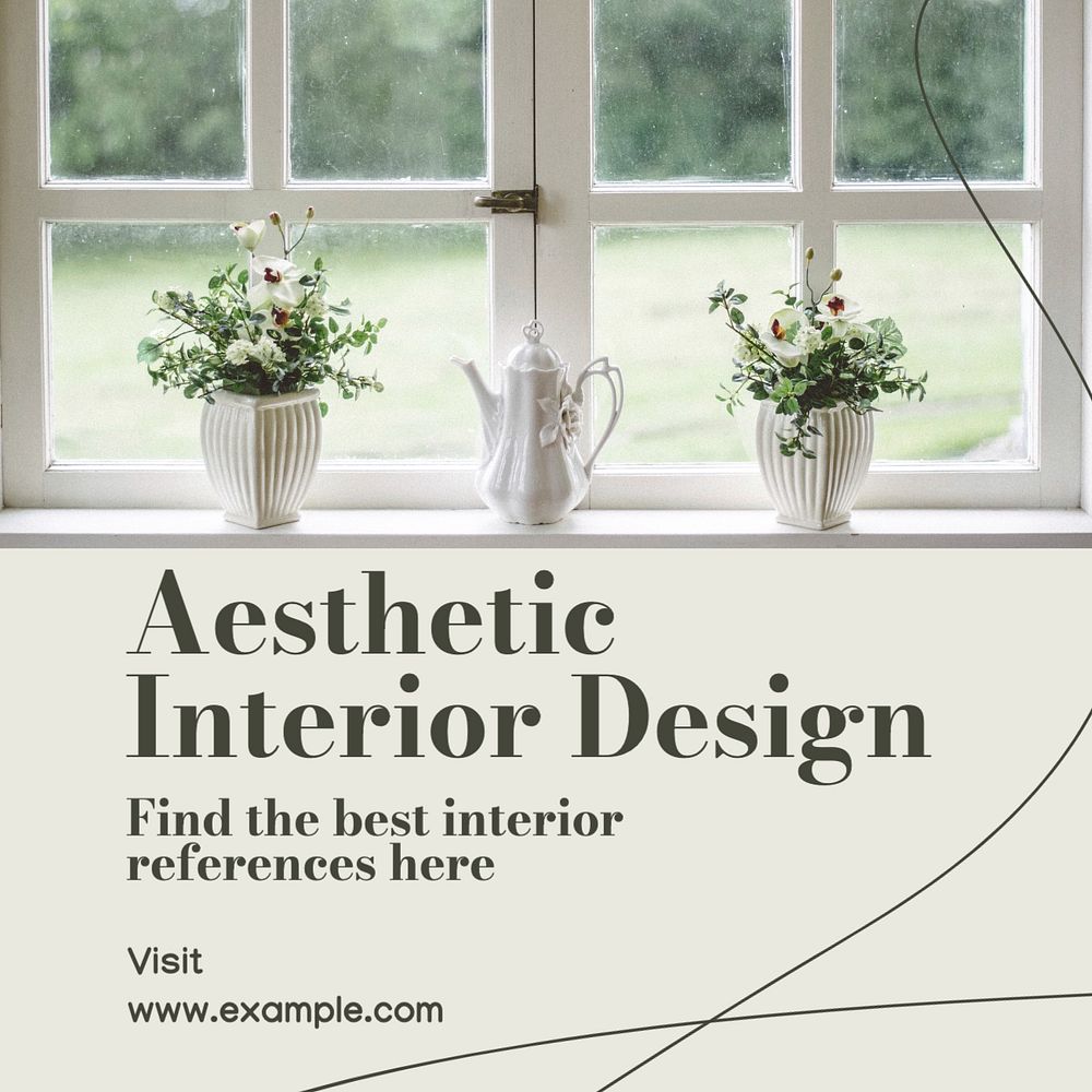 Aesthetic interior design Instagram post template, editable text