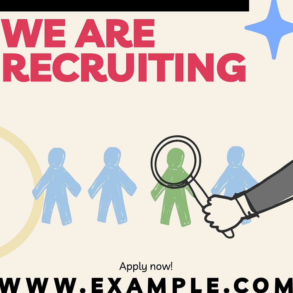 We are recruiting Instagram post template, editable text