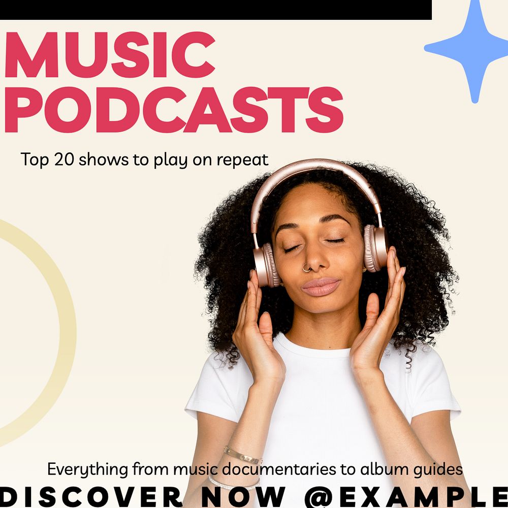 Music podcasts Instagram post template, editable text