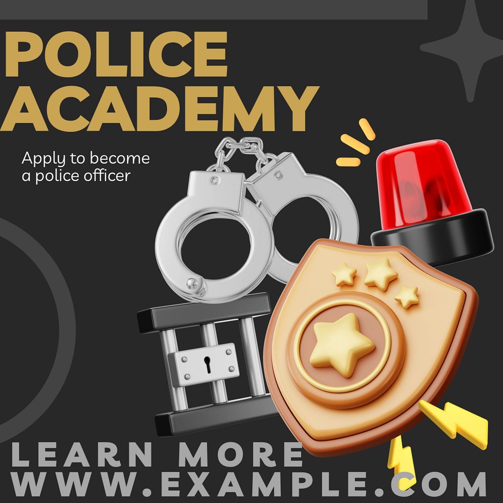 Police academy Instagram post template, editable text