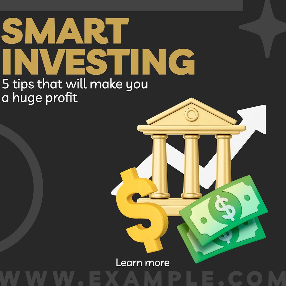 Smart investing Instagram post template, editable text