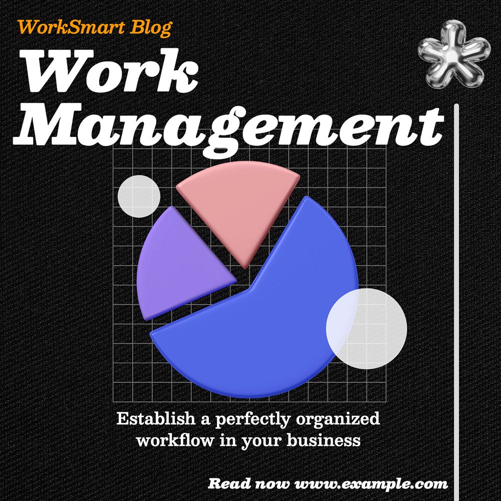 Work management Instagram post template, editable text