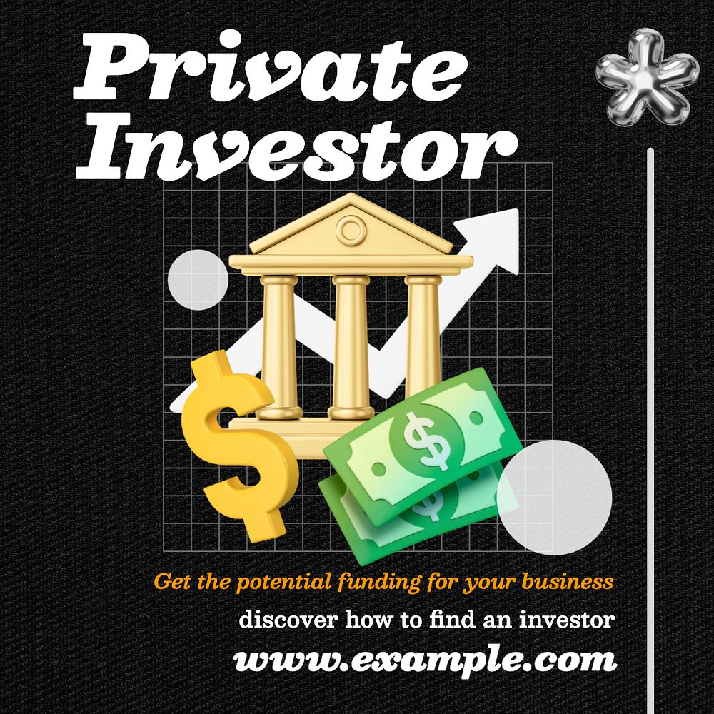 Private investor Instagram post template, editable text