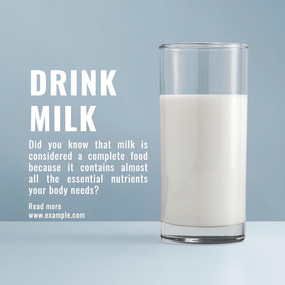 Drink milk Instagram post template, editable text