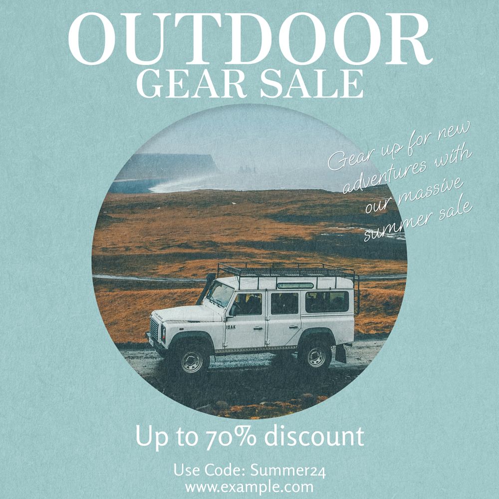 Outdoor gear sale Instagram post template, editable text