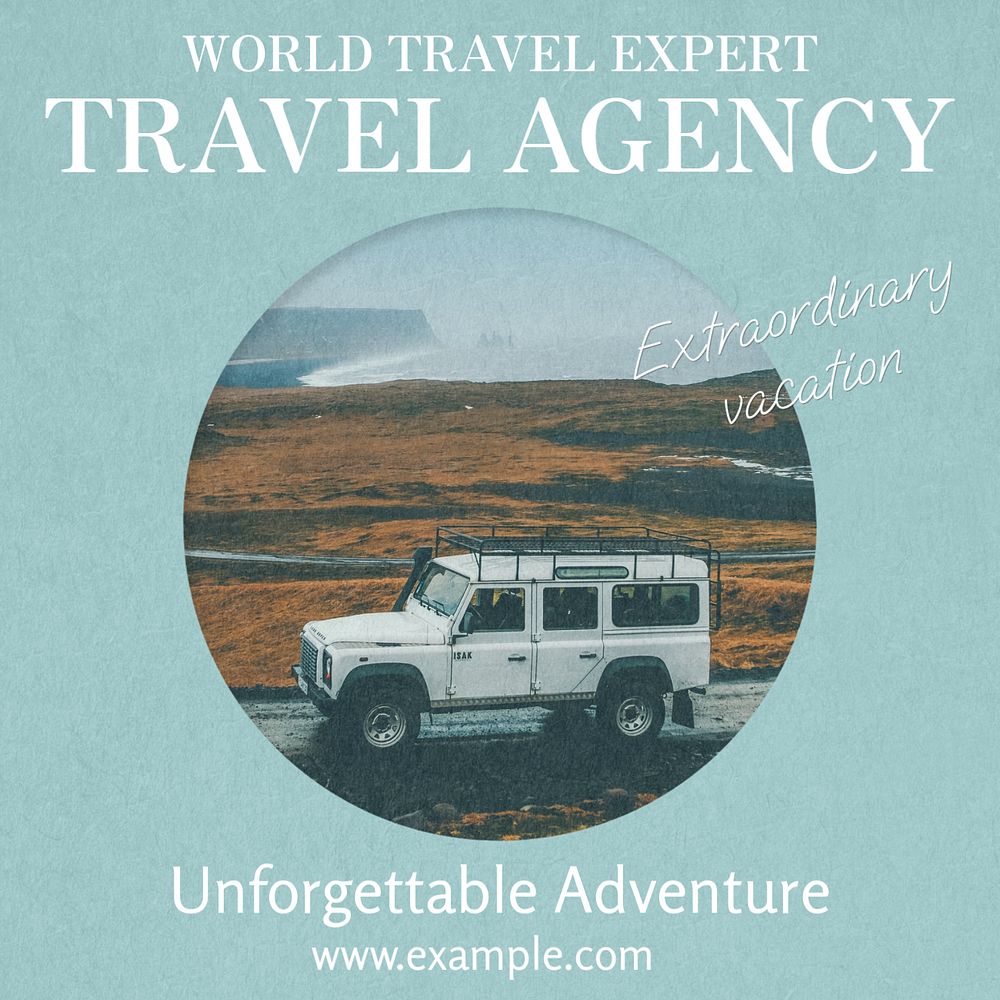 Travel agency Instagram post template, editable text