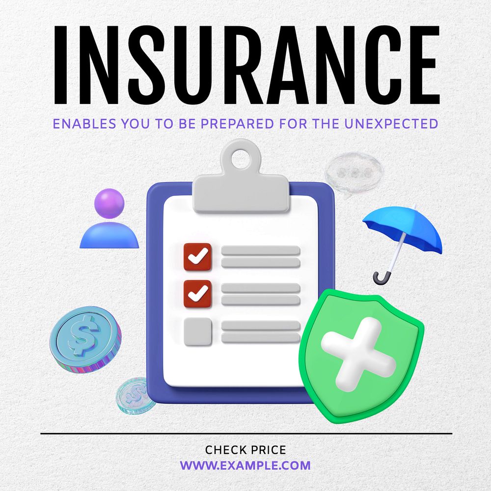 Insurance Instagram post template, editable text