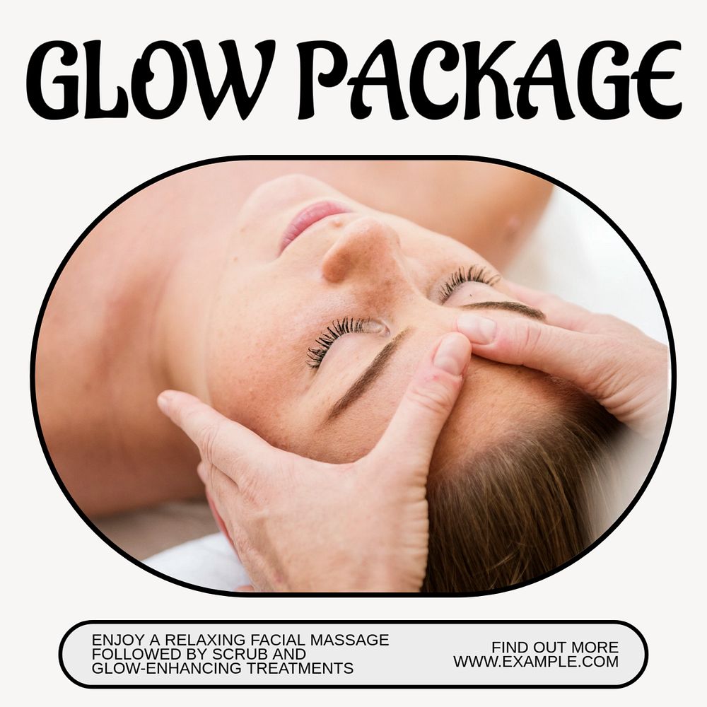 Facial treatment package Instagram post template, editable text