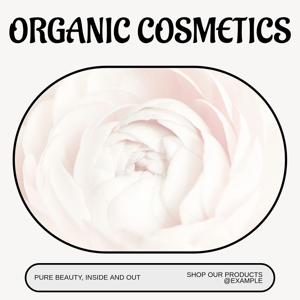 Organic cosmetics Instagram post template, editable text