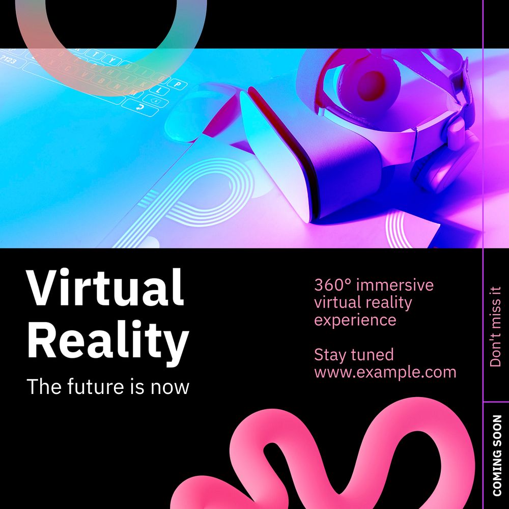 Virtual reality post template, editable text for social media