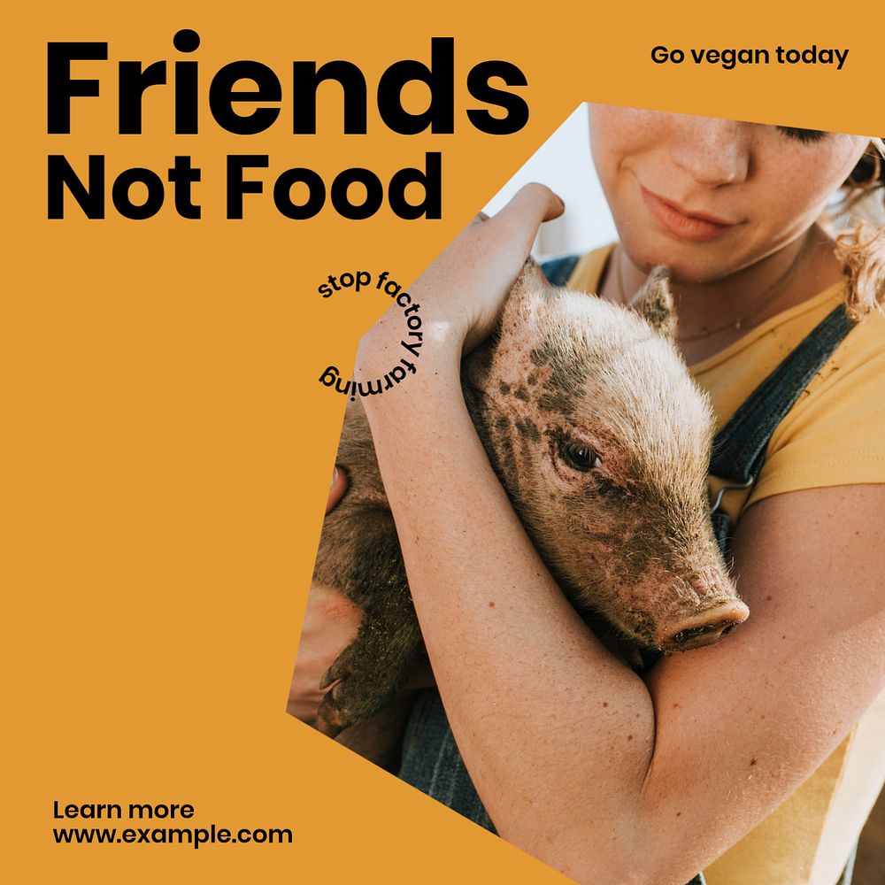 Go vegan post template, editable text for social media