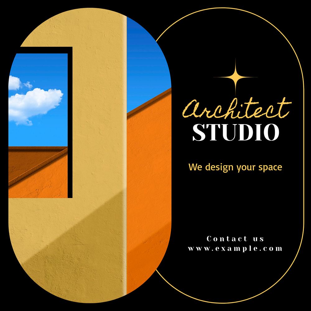 Architect studio post template, editable text for social media