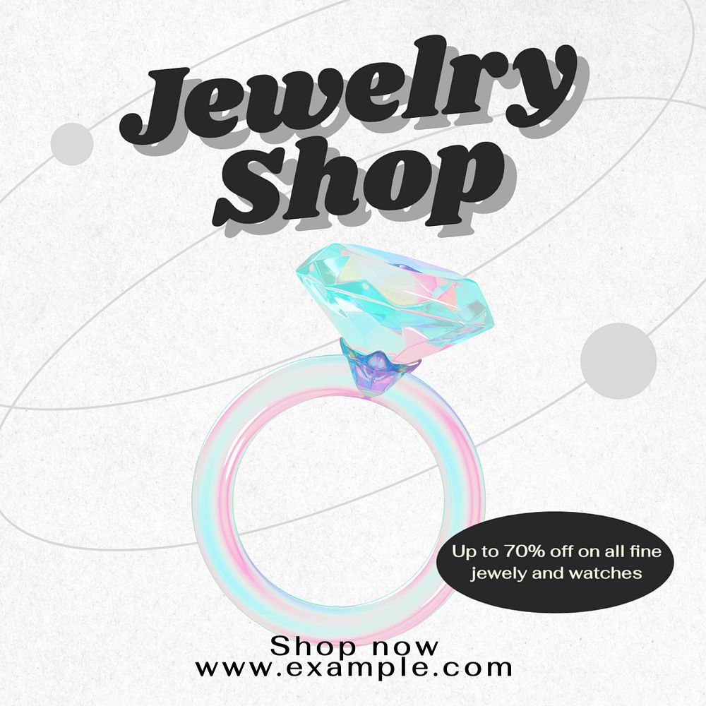 Jewelry shop Instagram post template, editable text