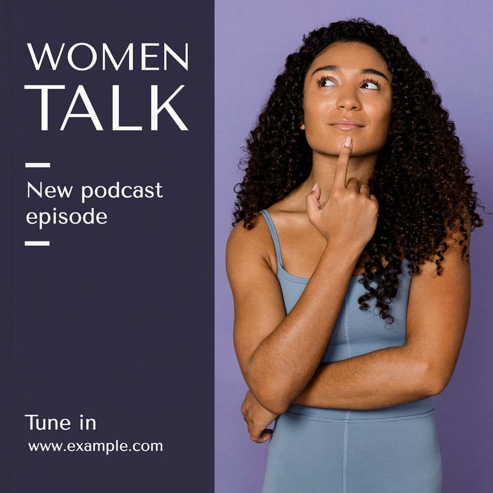 Women podcast Instagram post template, editable text