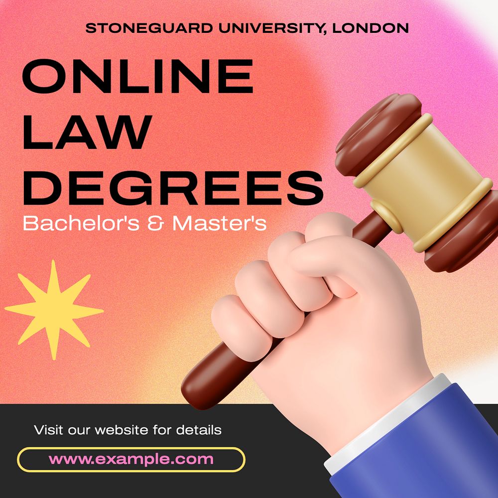 University law degrees Instagram post template, editable text