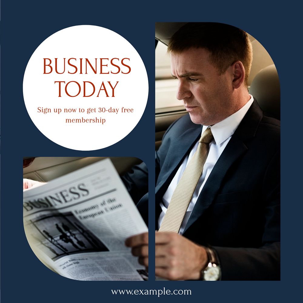 Business news  Instagram post template, editable text