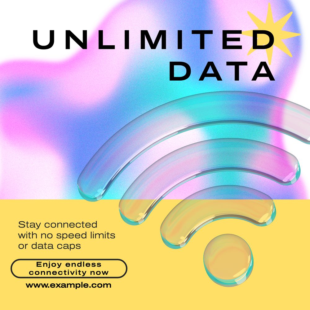 Unlimited internet data Instagram post template, editable text