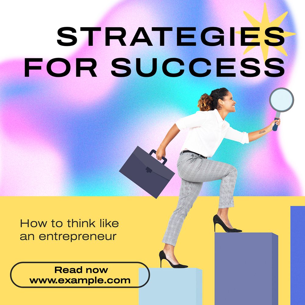 Strategies for success Instagram post template, editable text