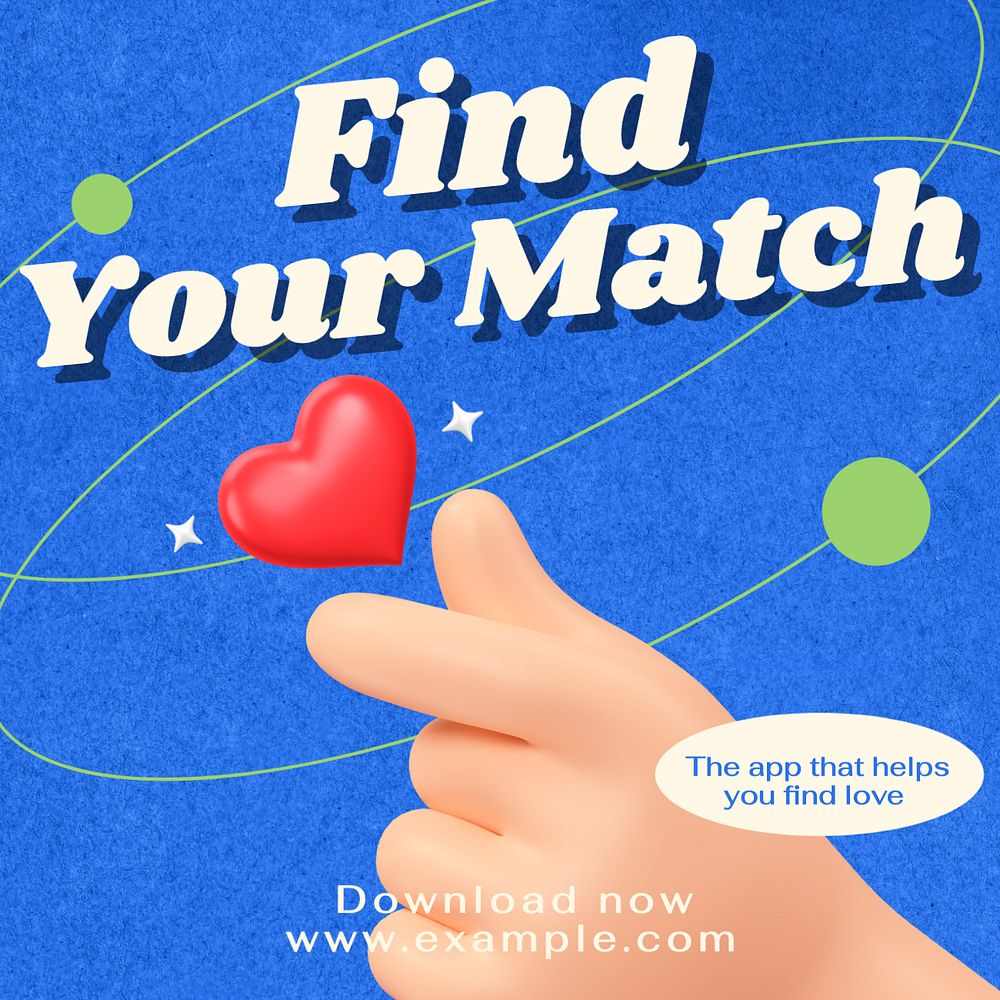 Dating app Instagram post template, editable text