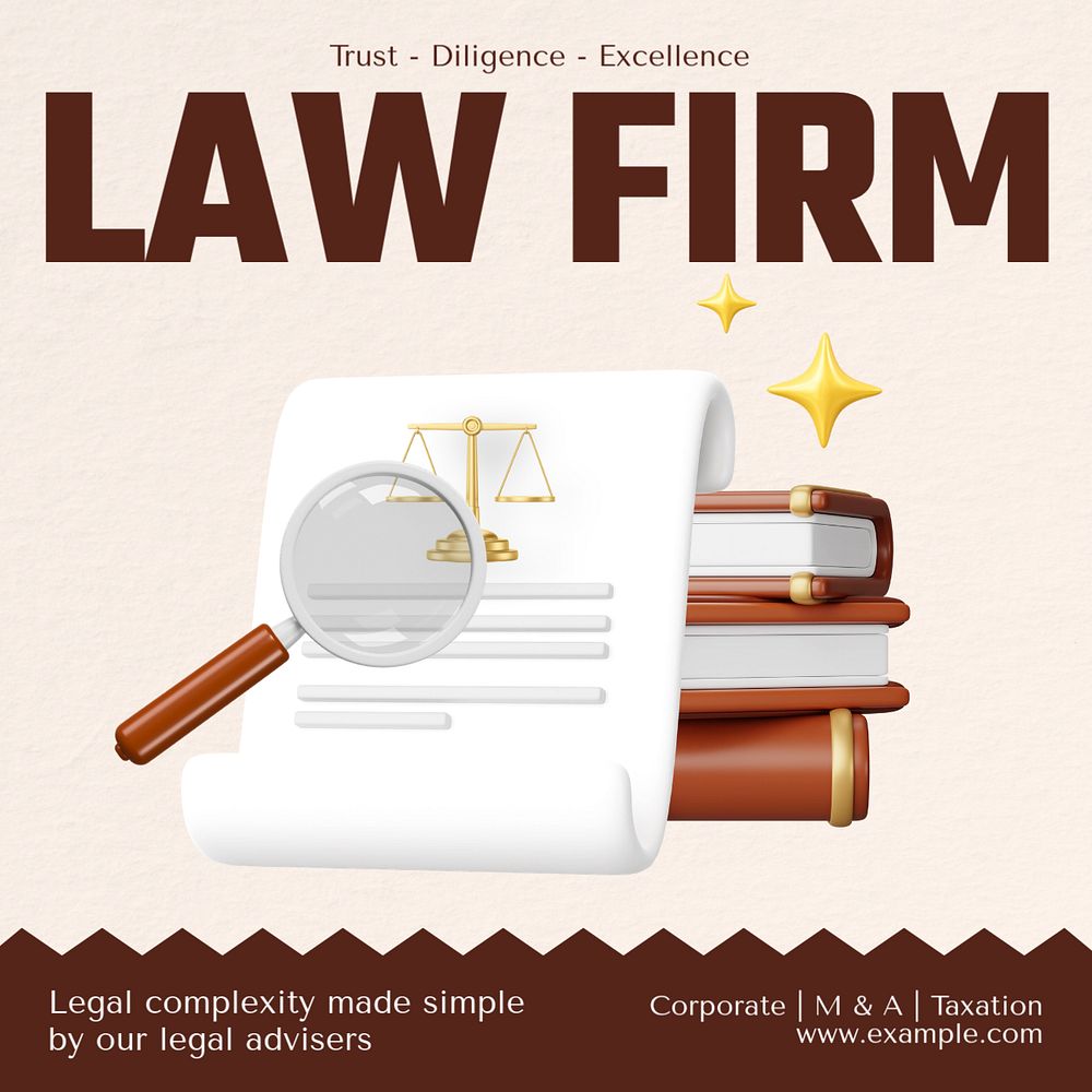 Law firm Instagram post template, editable text