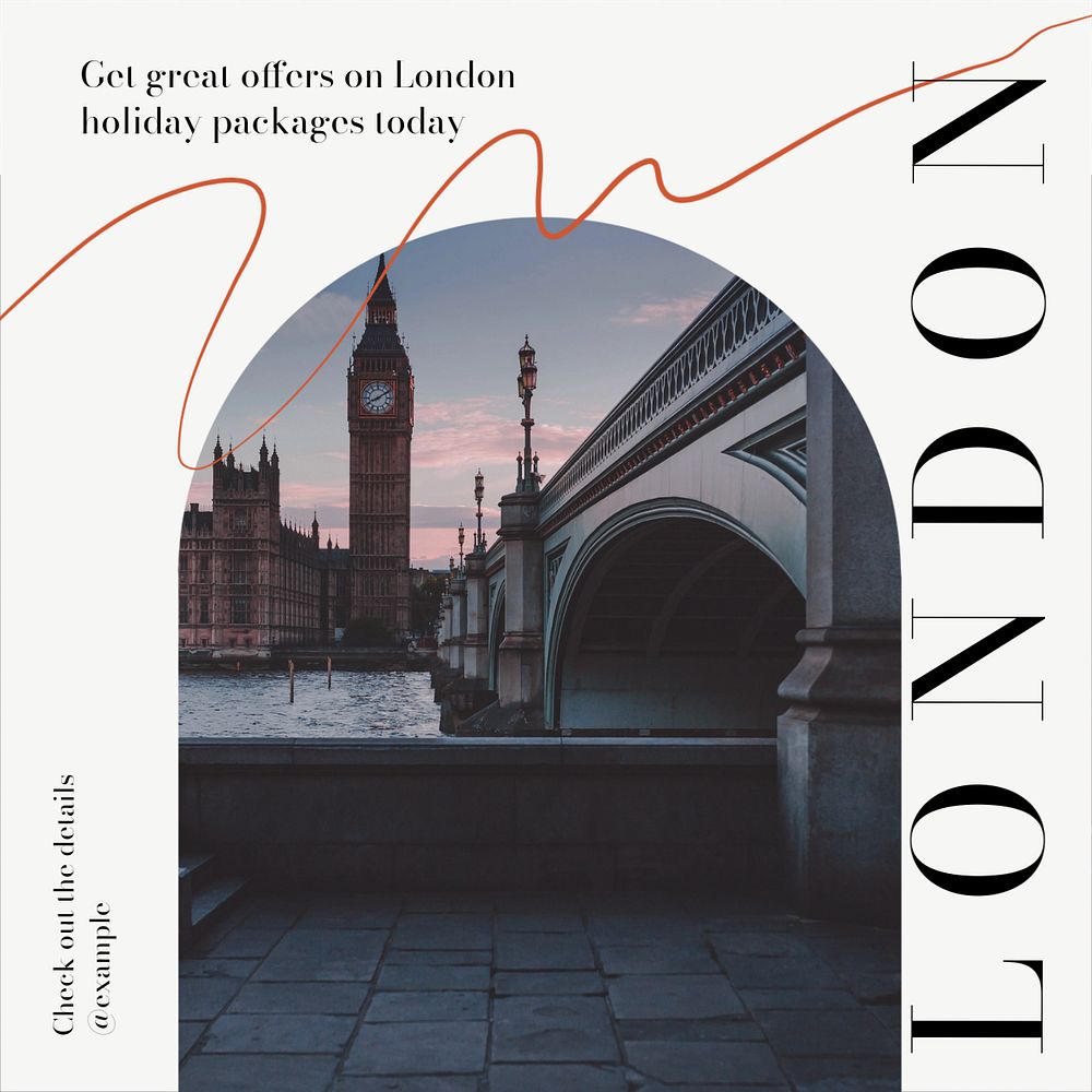 London holiday Instagram post template, editable text