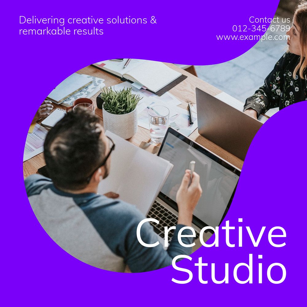 Creative agency studio Instagram post template, editable text