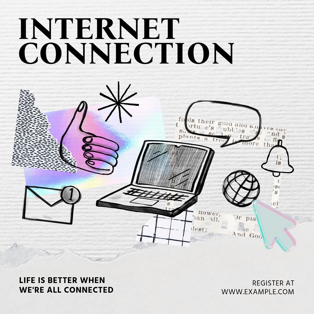 Internet connection Instagram post template, editable text