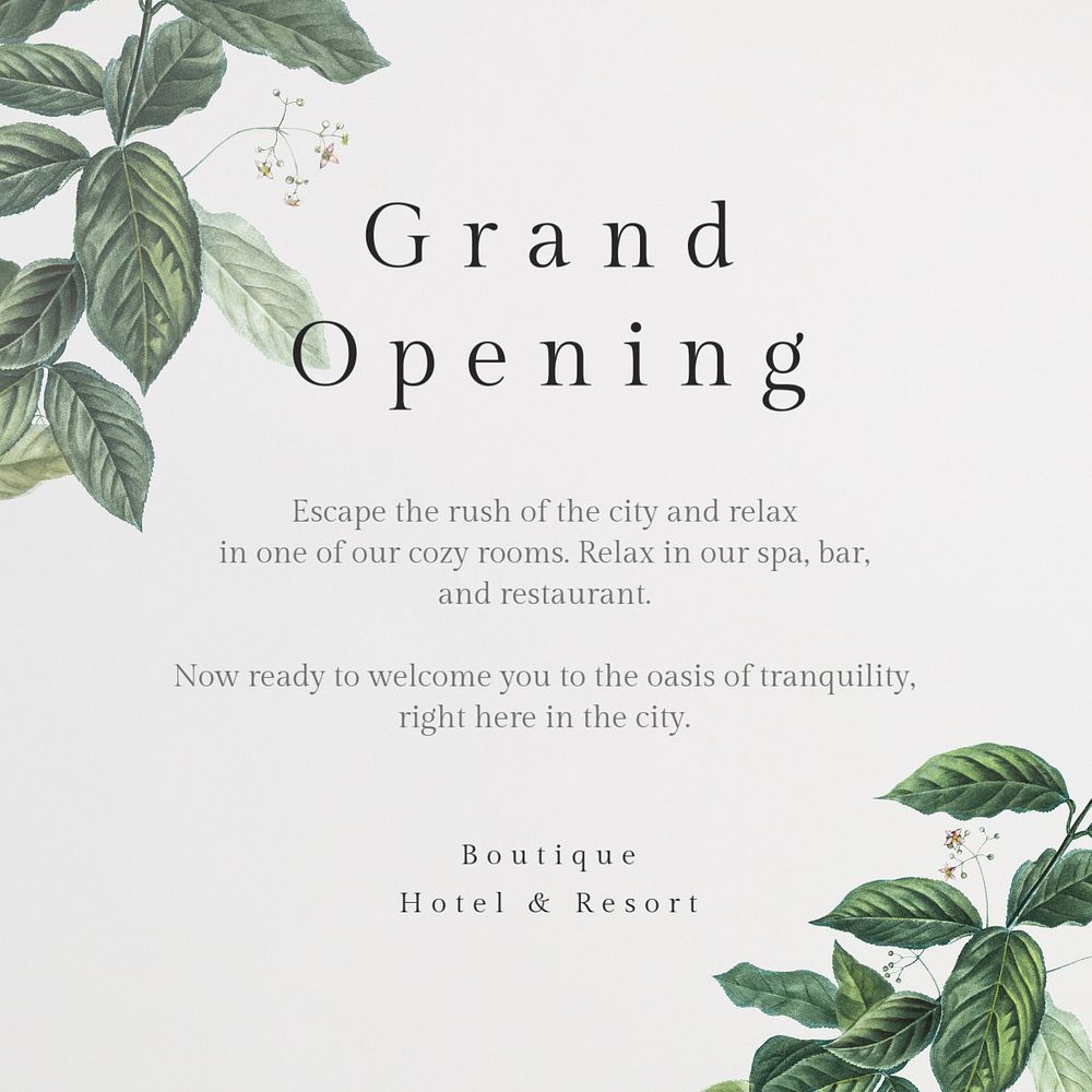 Grand opening Instagram post template, editable text