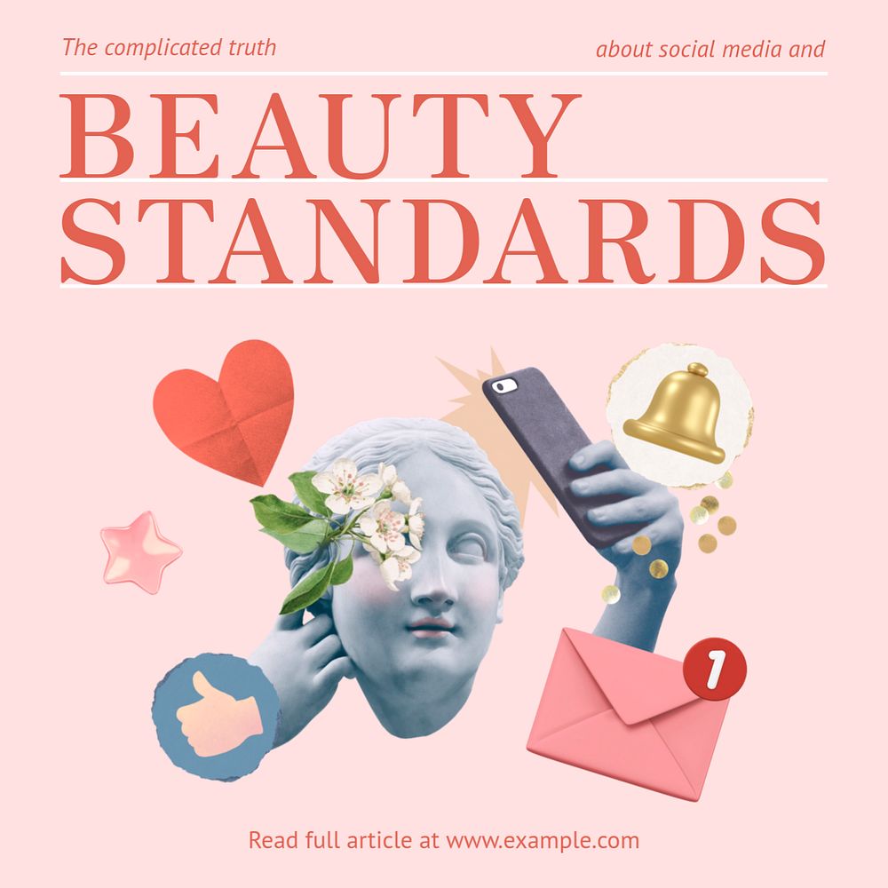 Beauty standard Instagram post template, editable text