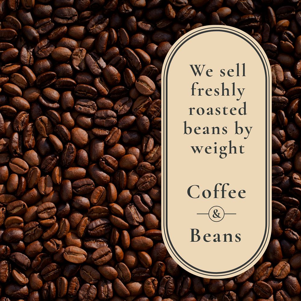 Coffee beans post template, editable text for social media