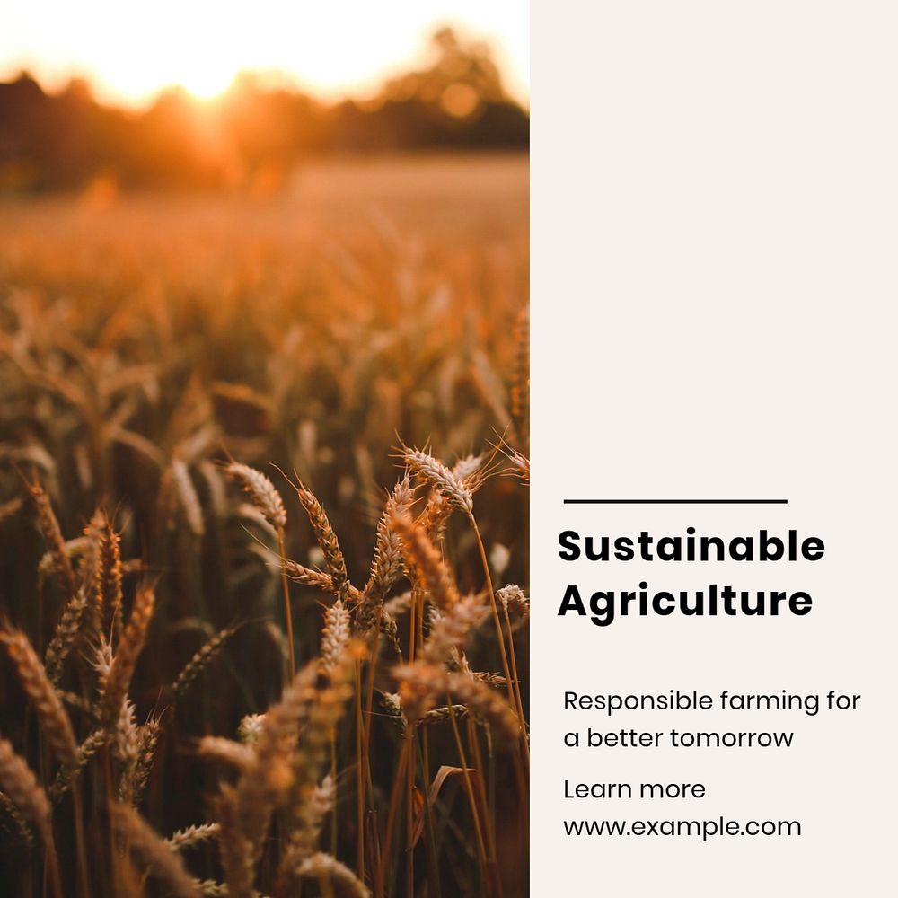 Sustainable agriculture post template, editable text for social media