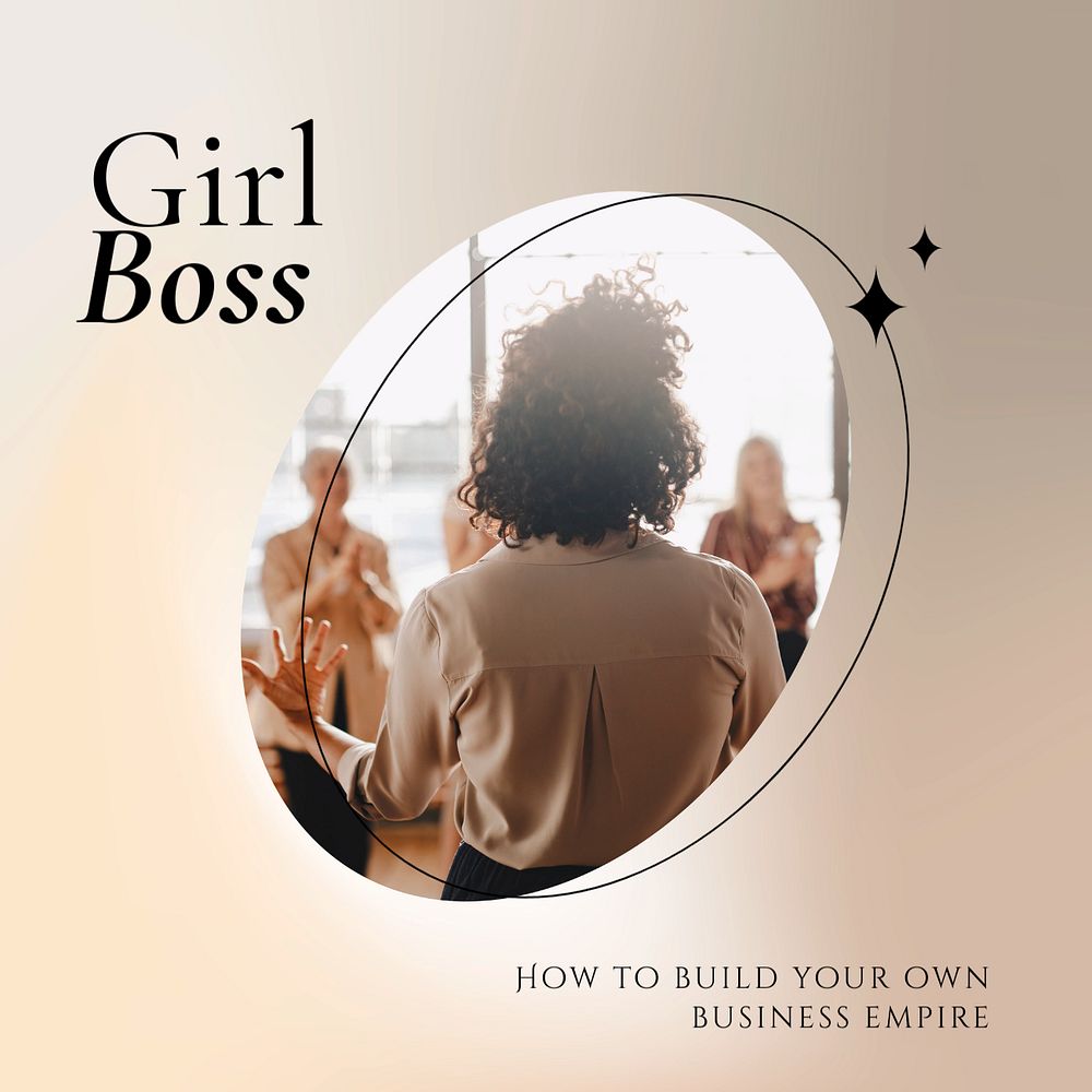 Girl boss post template, editable text for social media