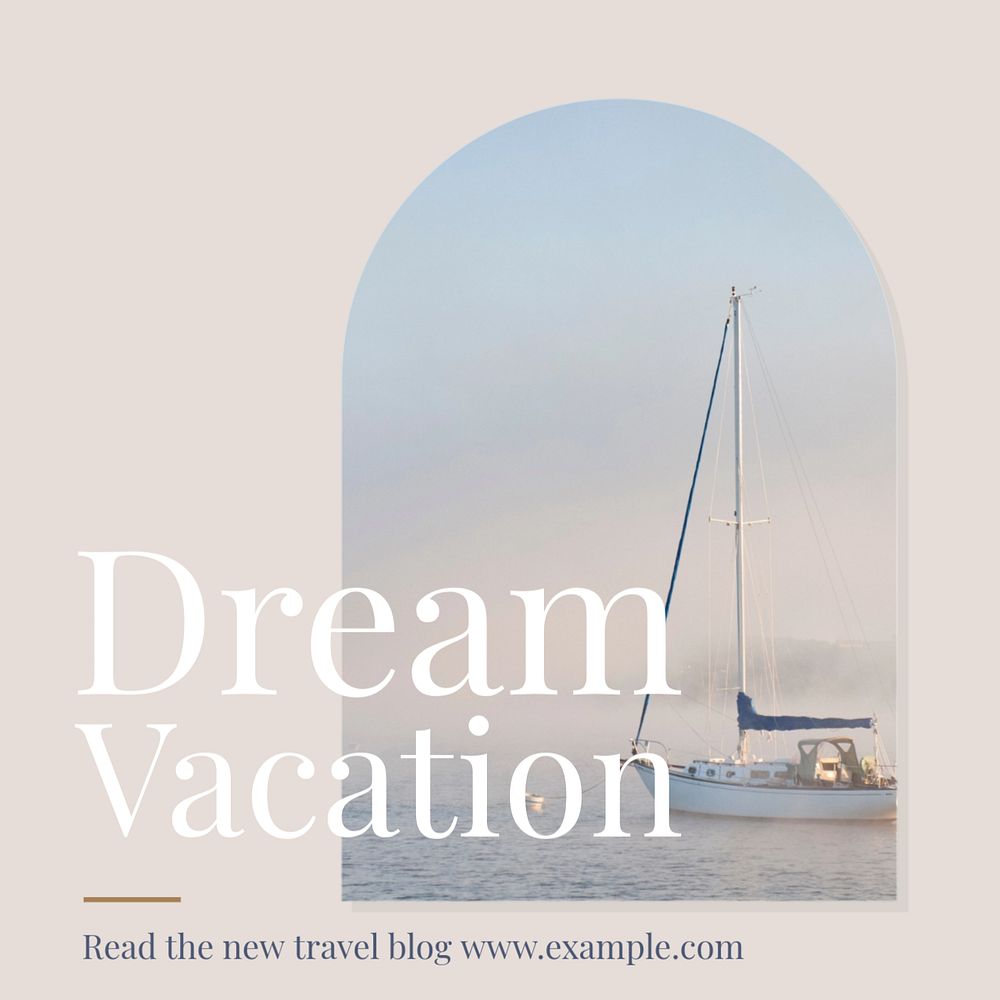 Dream vacation post template, editable text for social media