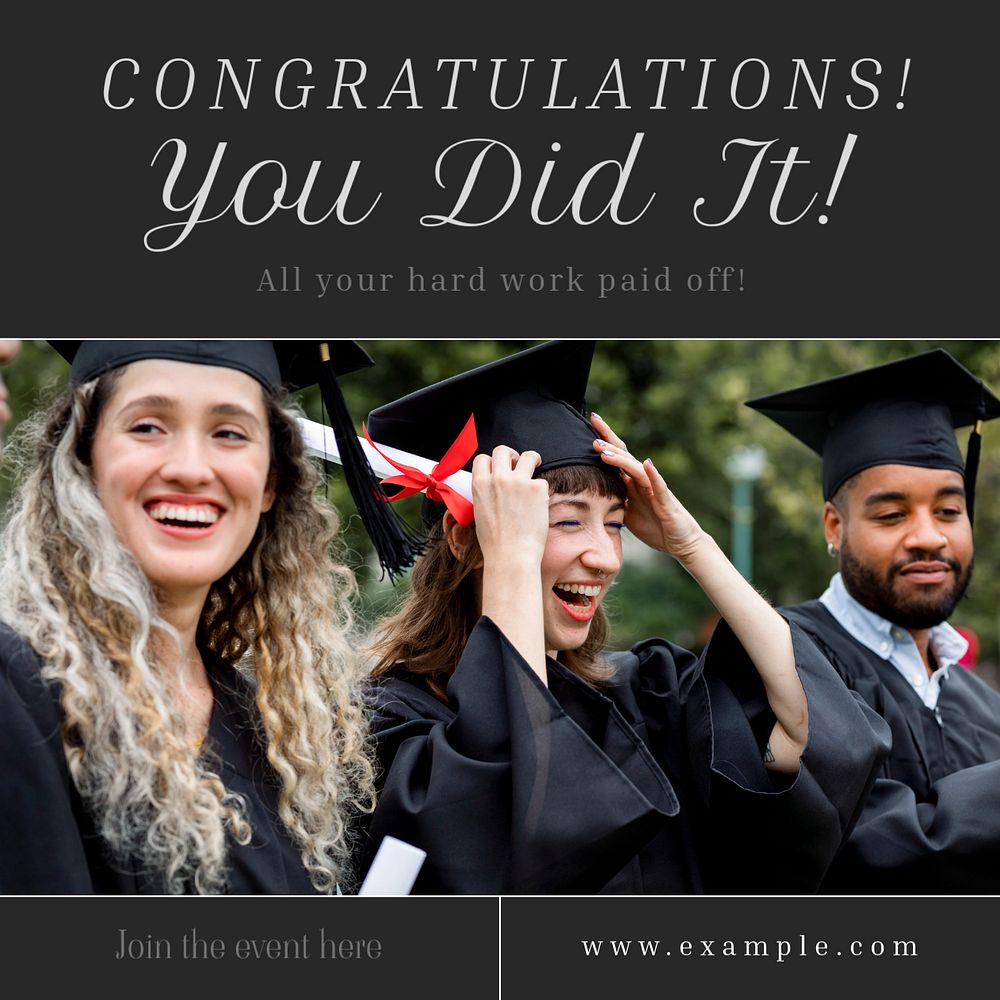 Graduation Instagram post template, editable text