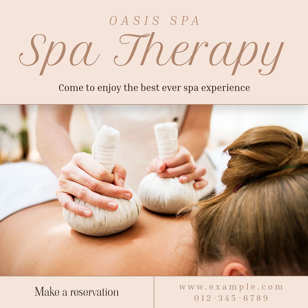 Spa therapy Instagram post template, editable text