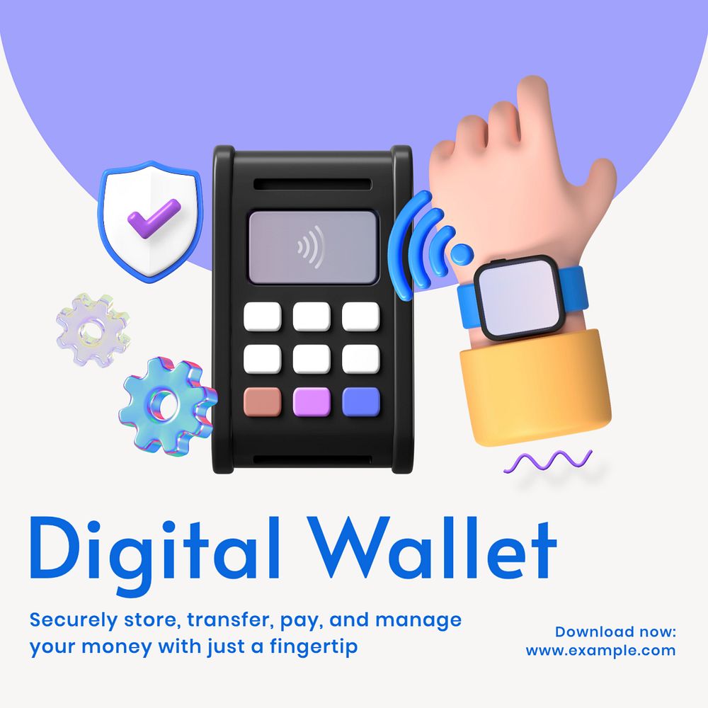 Digital wallet Instagram post template, editable text