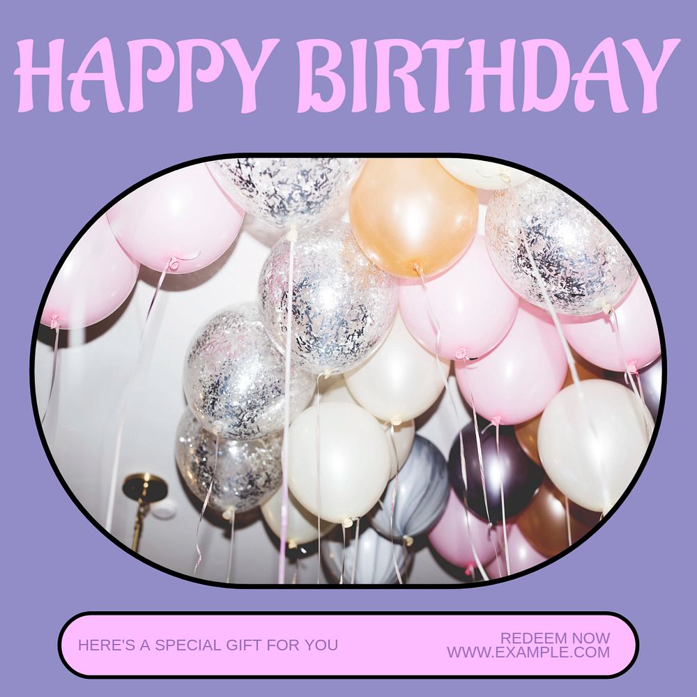 Happy birthday Instagram post template, editable design