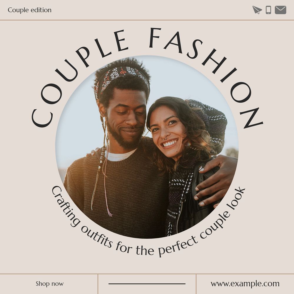 Couple's fashion Instagram post template, editable design